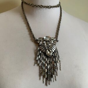 Banana Republic silver tone crystal rhinestone necklace